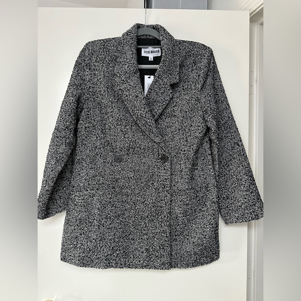 Steve Madden Jacket/Blazer Size S (Oversized) Color Black/White NWT